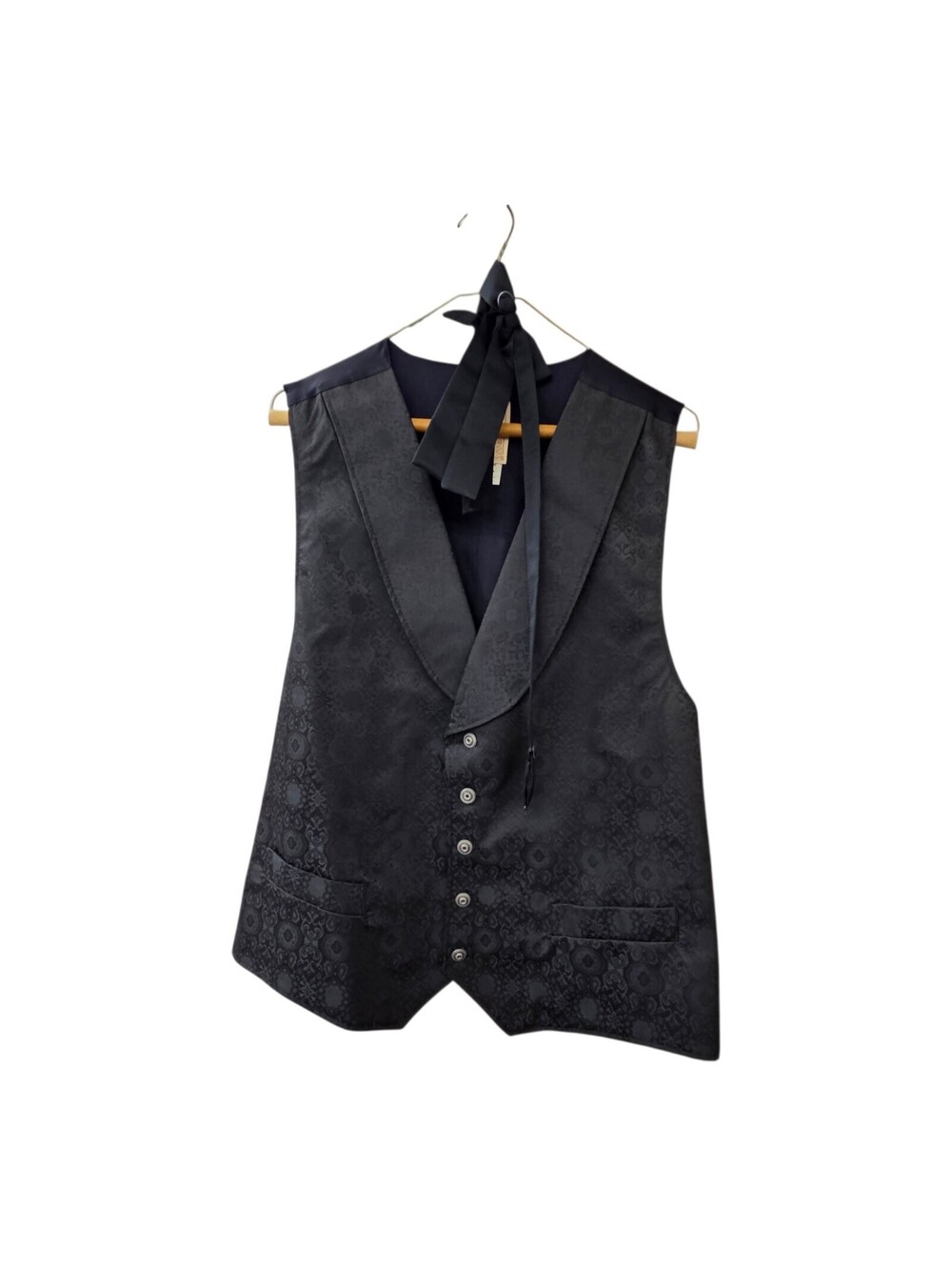 Wah Maker Frontier Clothing men's black jacquard paisley vest